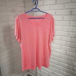 Tek Gear Dry TEK Ladies V-neck Pink Short Sleeves Athletic T-shirt